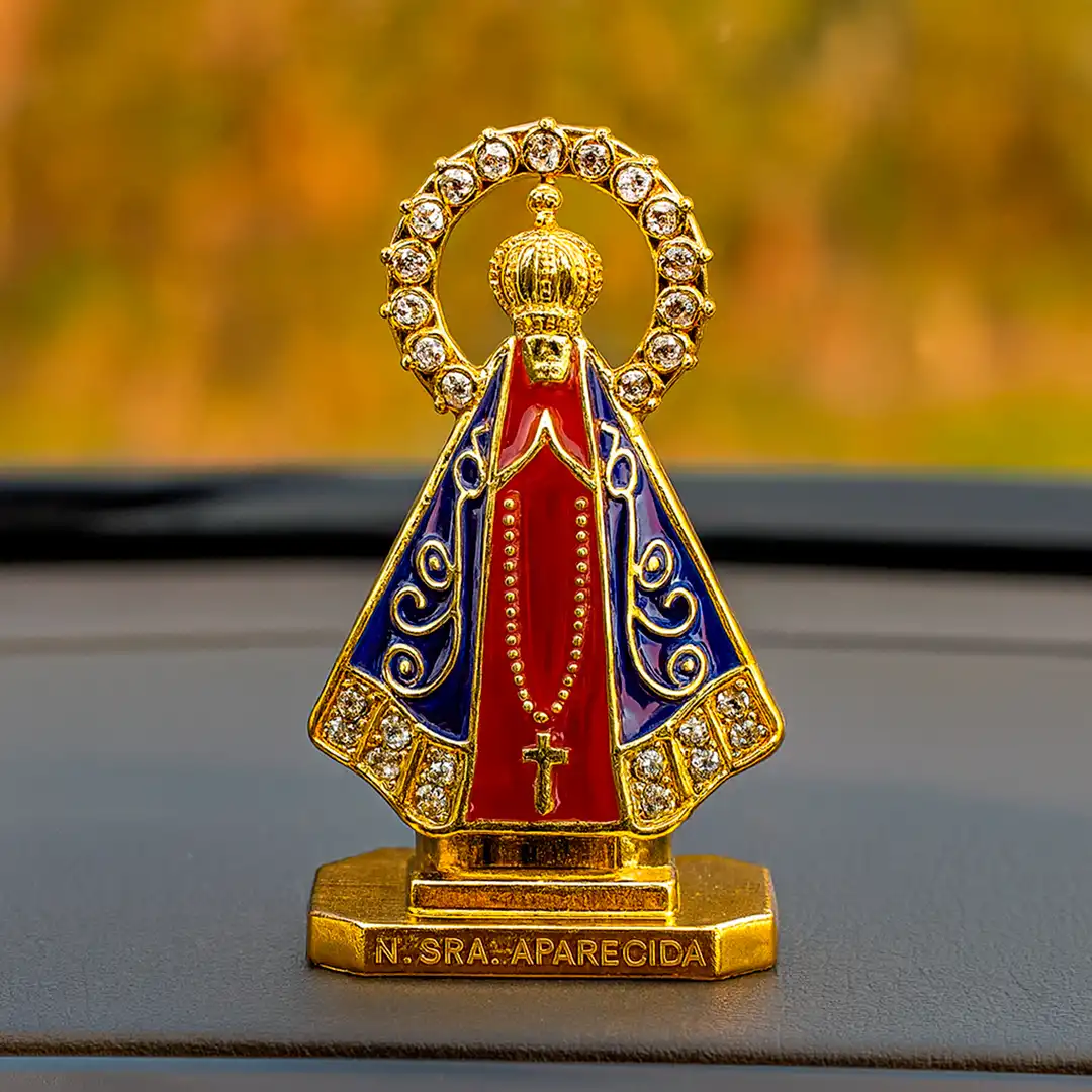 IMAGEM NOSSA SENHORA APARECIDA DOURADA ADESIVA EM FERRO – KIT 12 UNIDADES