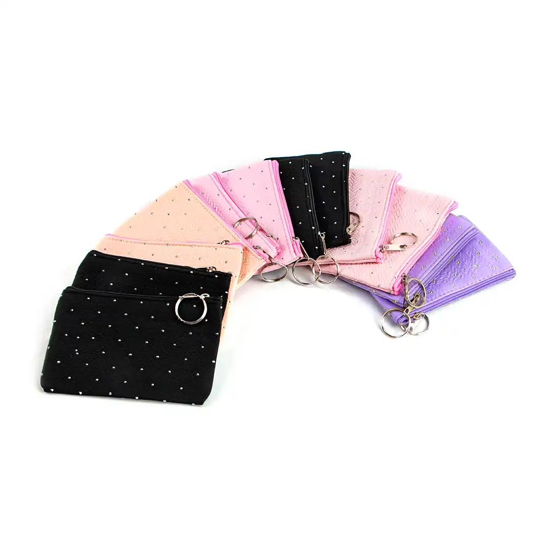 NECESSAIRE DE TECIDO COM ZÍPER E ARGOLA CHAVEIRO