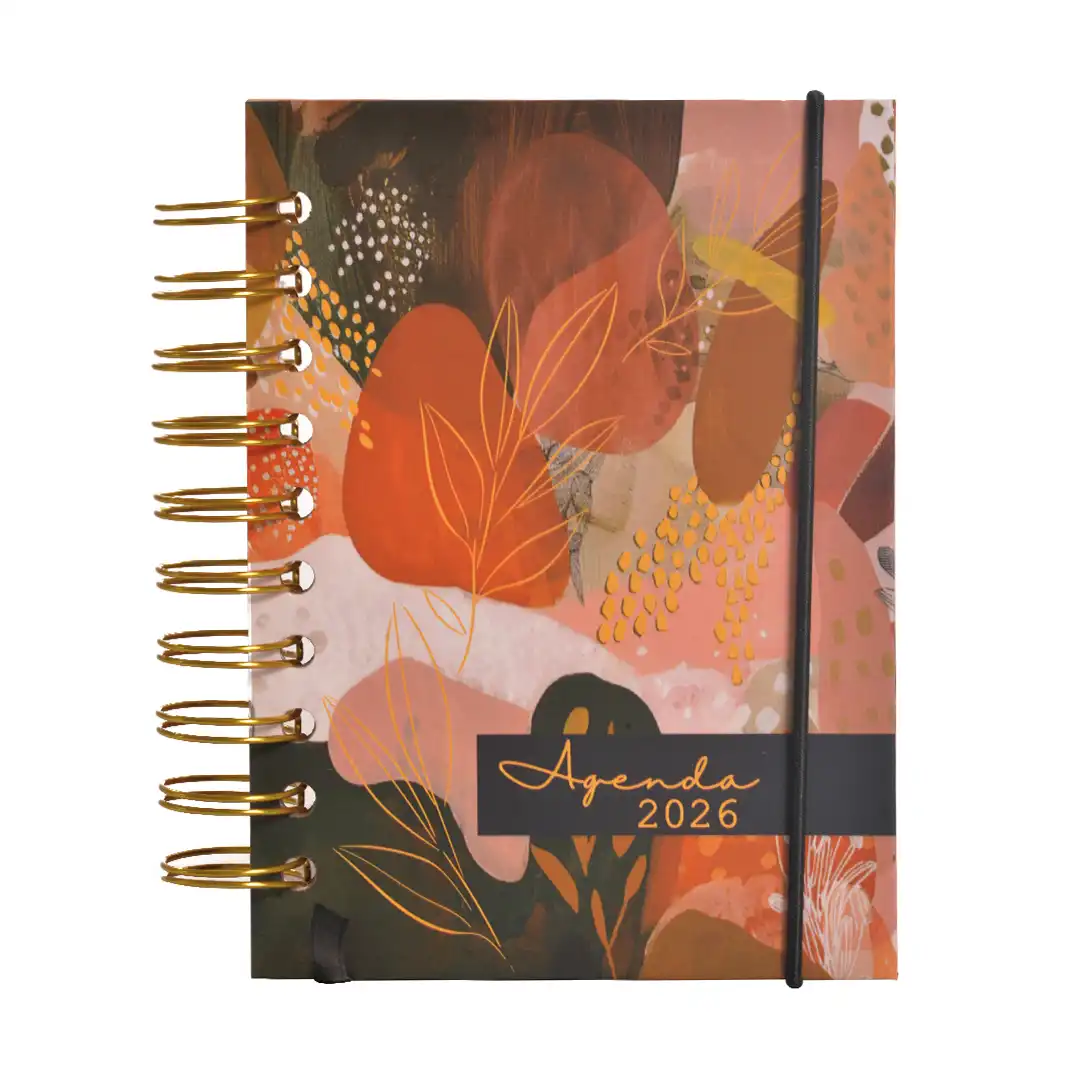 AGENDA ESPIRAL 2026 COM CAPA DURA E ELÁSTICO 11X15CM – SORTIDAS
