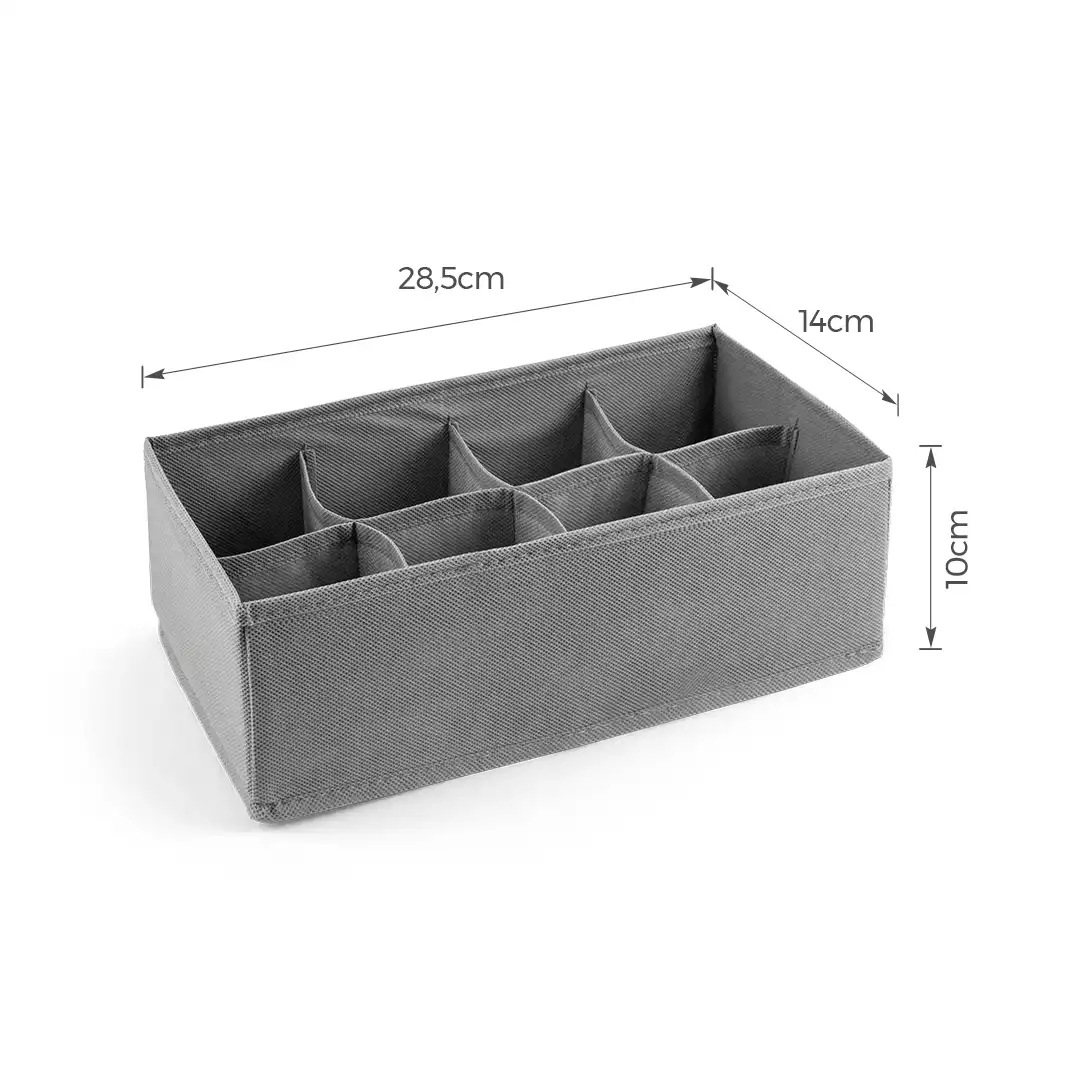 ORGANIZADOR DE GAVETA COM 8 DIVISÓRIAS DOBRÁVEL EM TNT – CINZA