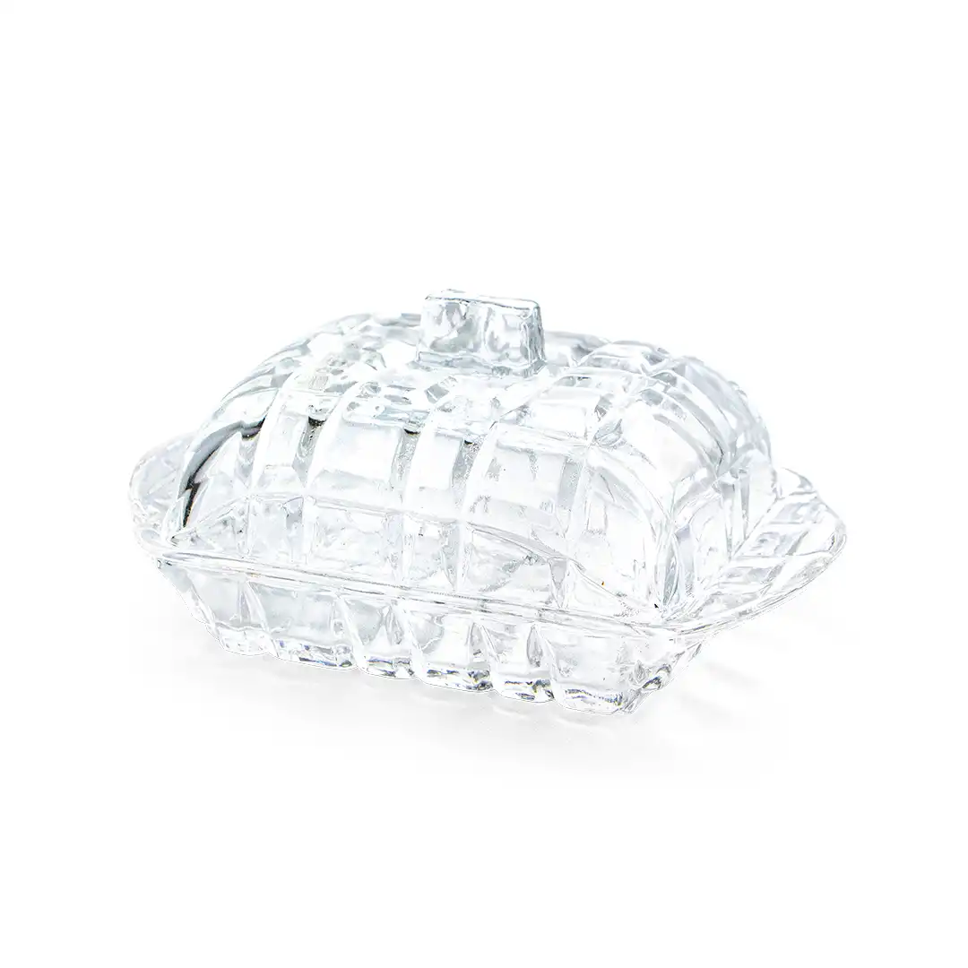 MANTEIGUEIRA DE VIDRO COM TAMPA – 17X10,5X9CM
