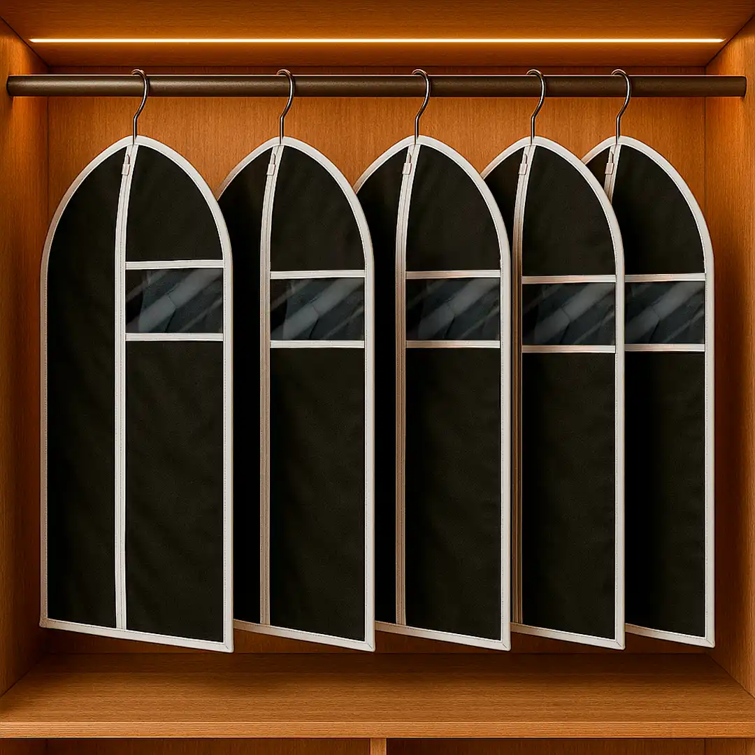 CAPA PROTETORA PARA ROUPAS COM VISOR EM TNT PRETO CLINK 60x100CM