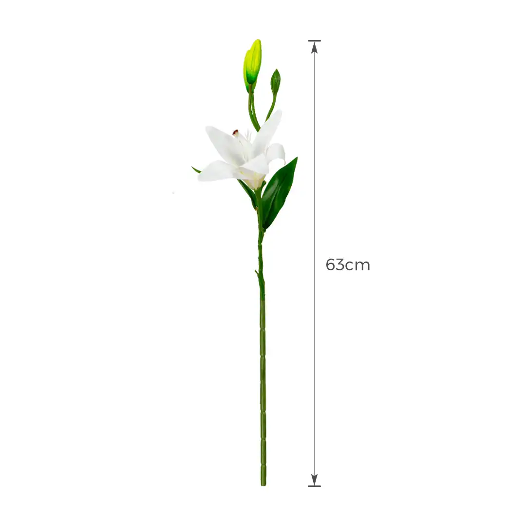 HASTE FLOR ARTIFICIAL TULIPA BRANCA EM PLÁSTICO 63 CM DE ALTURA