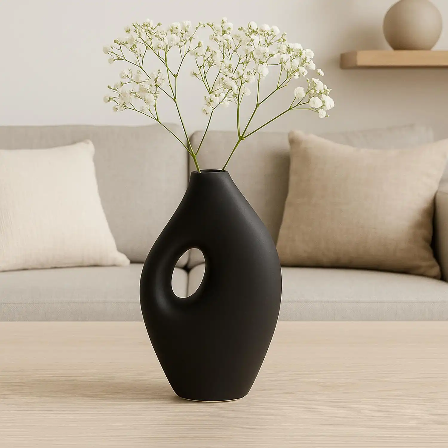 VASO PORCELANA DECORATIVO PRETO