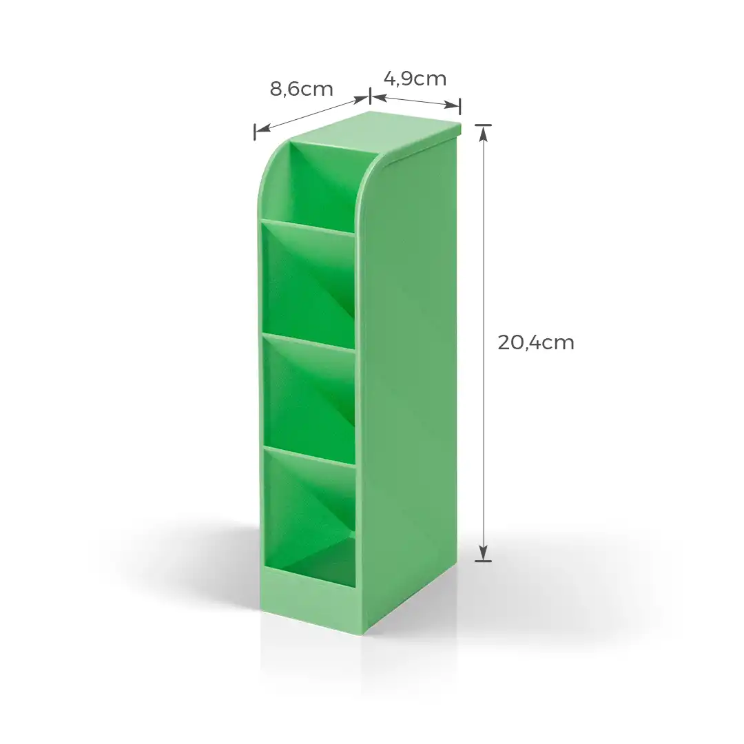 ORGANIZADOR MULTIUSO DE MESA EM PLÁSTICO VERDE COM 4 DIVISÓRIAS