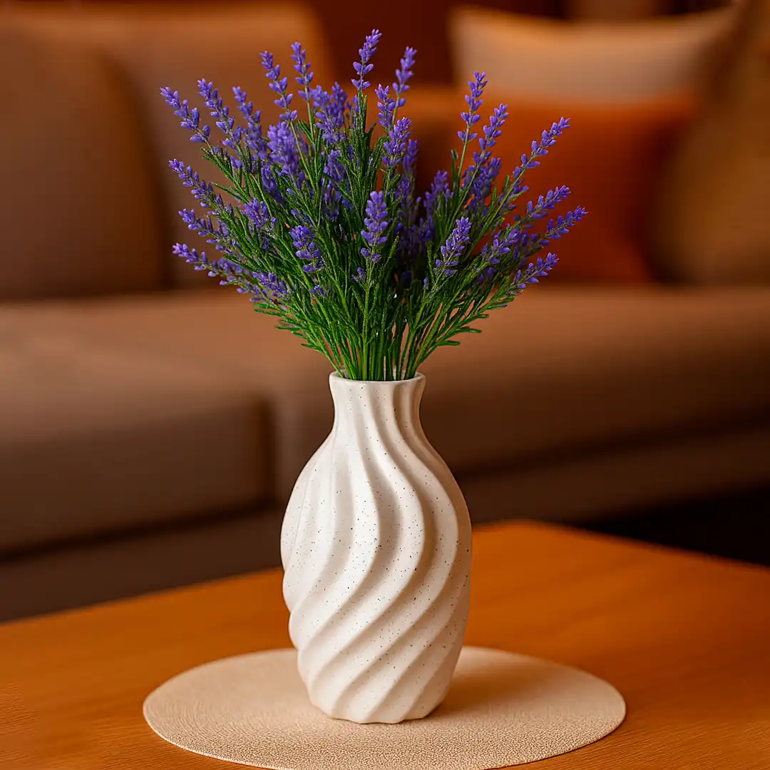 HASTE VERDE DECORATIVA COM PONTAS ROXAS 38,5CM