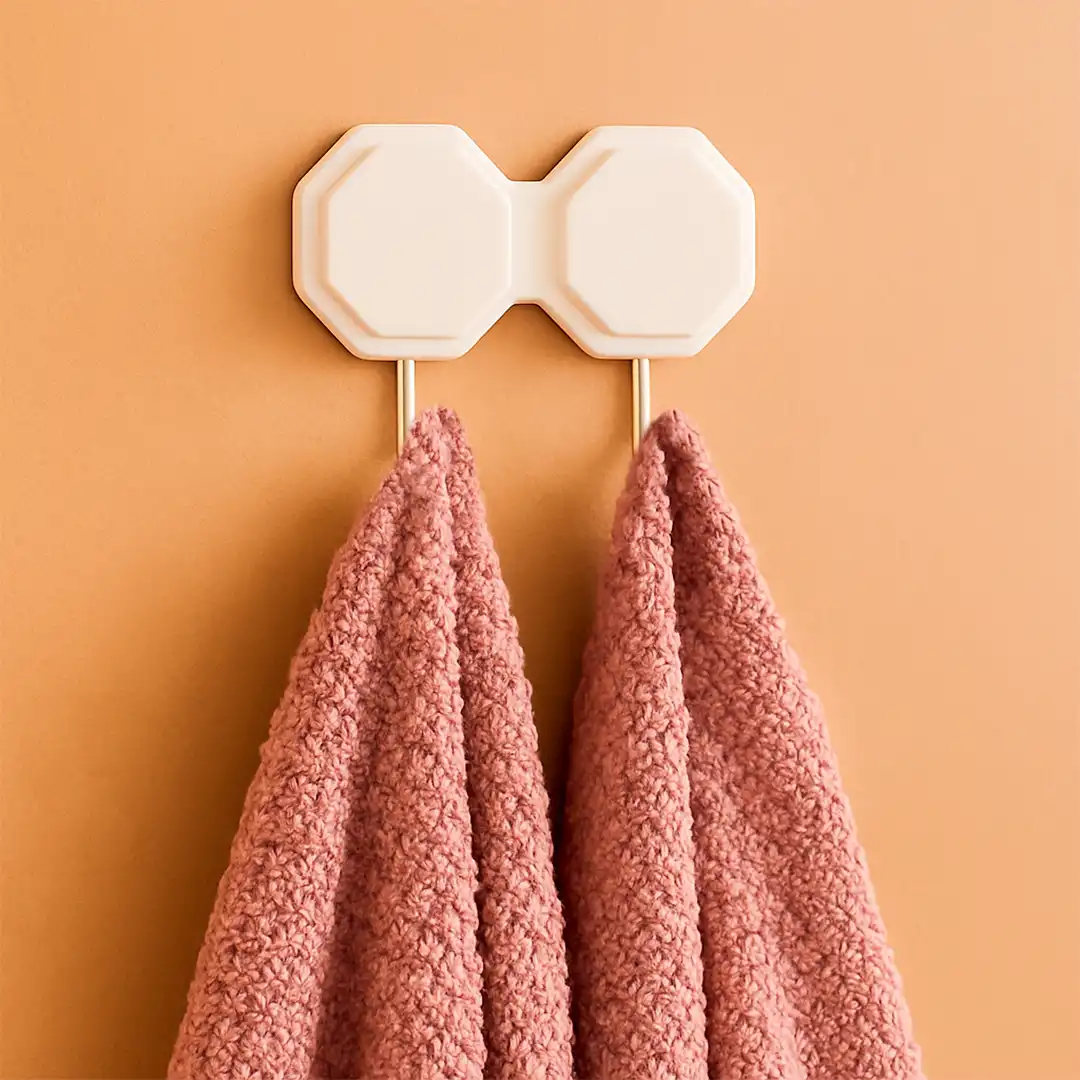 GANCHO ADESIVO DUPLO EM PLÁSTICO – SUPORTE ATÉ 2KG