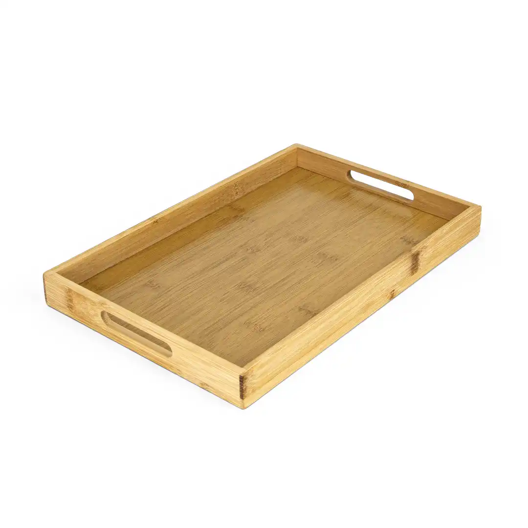 BANDEJA RETANGULAR DE BAMBU COM ALÇA – 33,5CM