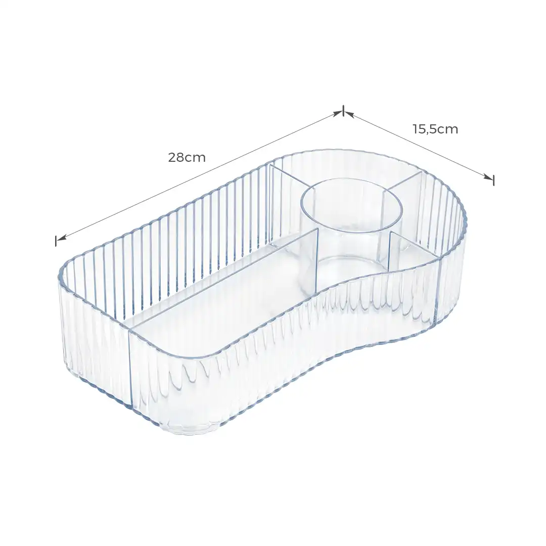 ORGANIZADOR ACRÍLICO MULTIUSO DE MESA COM 5 DIVISÕES TRANSPARENTES