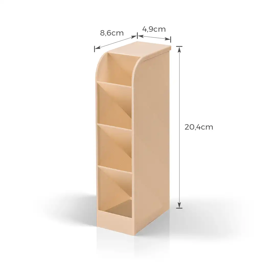 ORGANIZADOR MULTIUSO DE MESA EM PLÁSTICO BEGE COM 4 DIVISÓRIAS