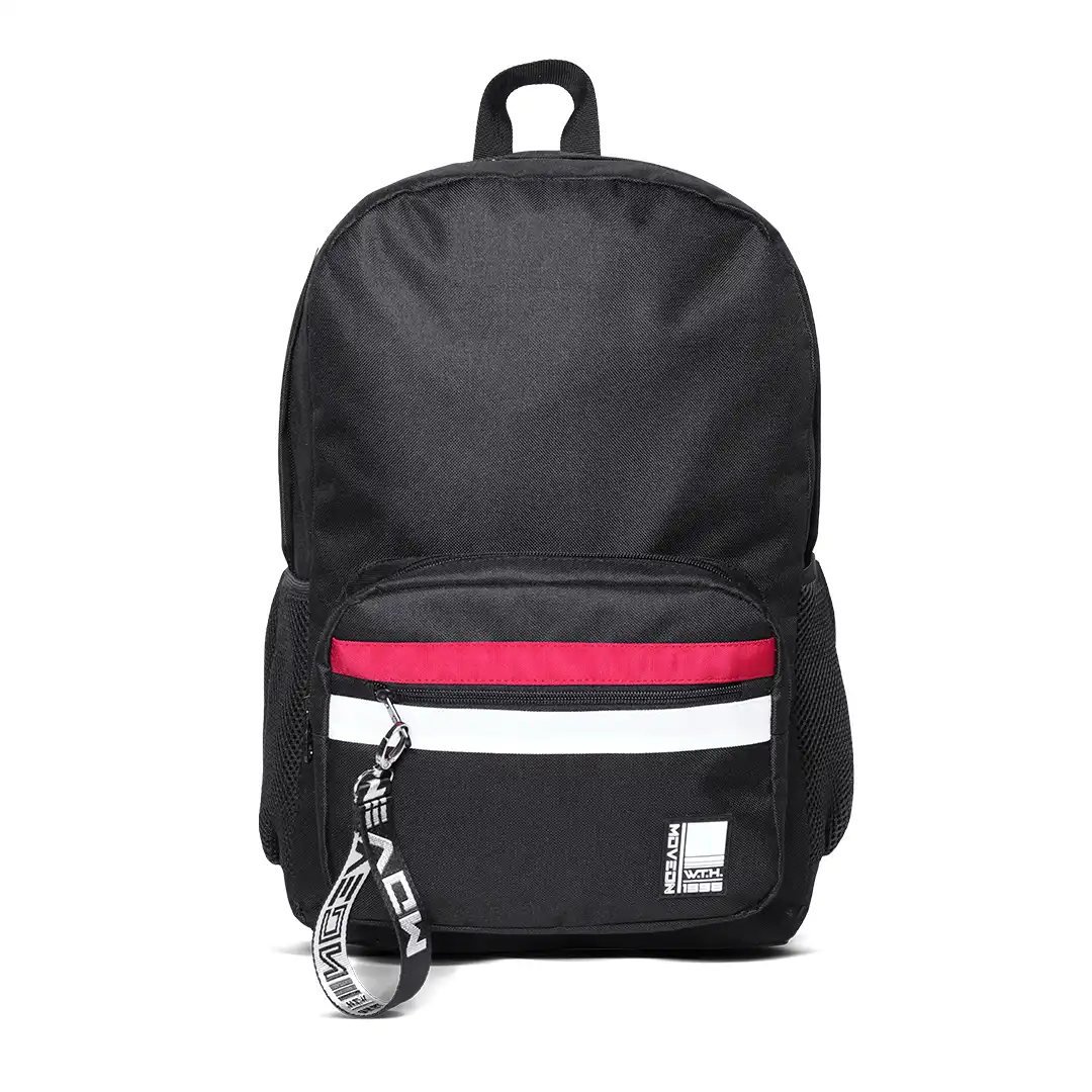 MOCHILA DE TECIDO COM 3 BOLSOS 46X36CM PRETO