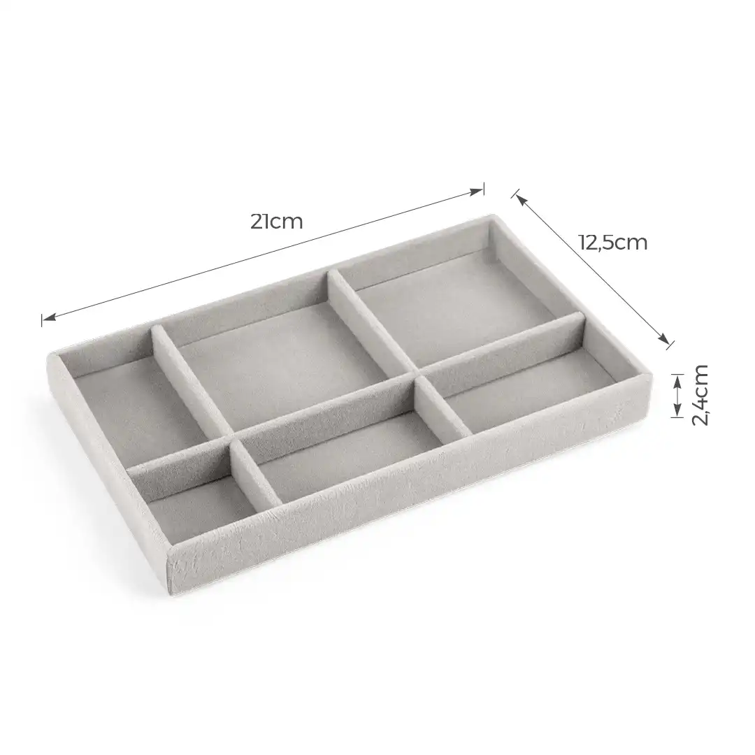 PORTA JOIAS DE MDF COM VELUDO 6 DIVISÓRIAS – 21x12,5x2,4CM