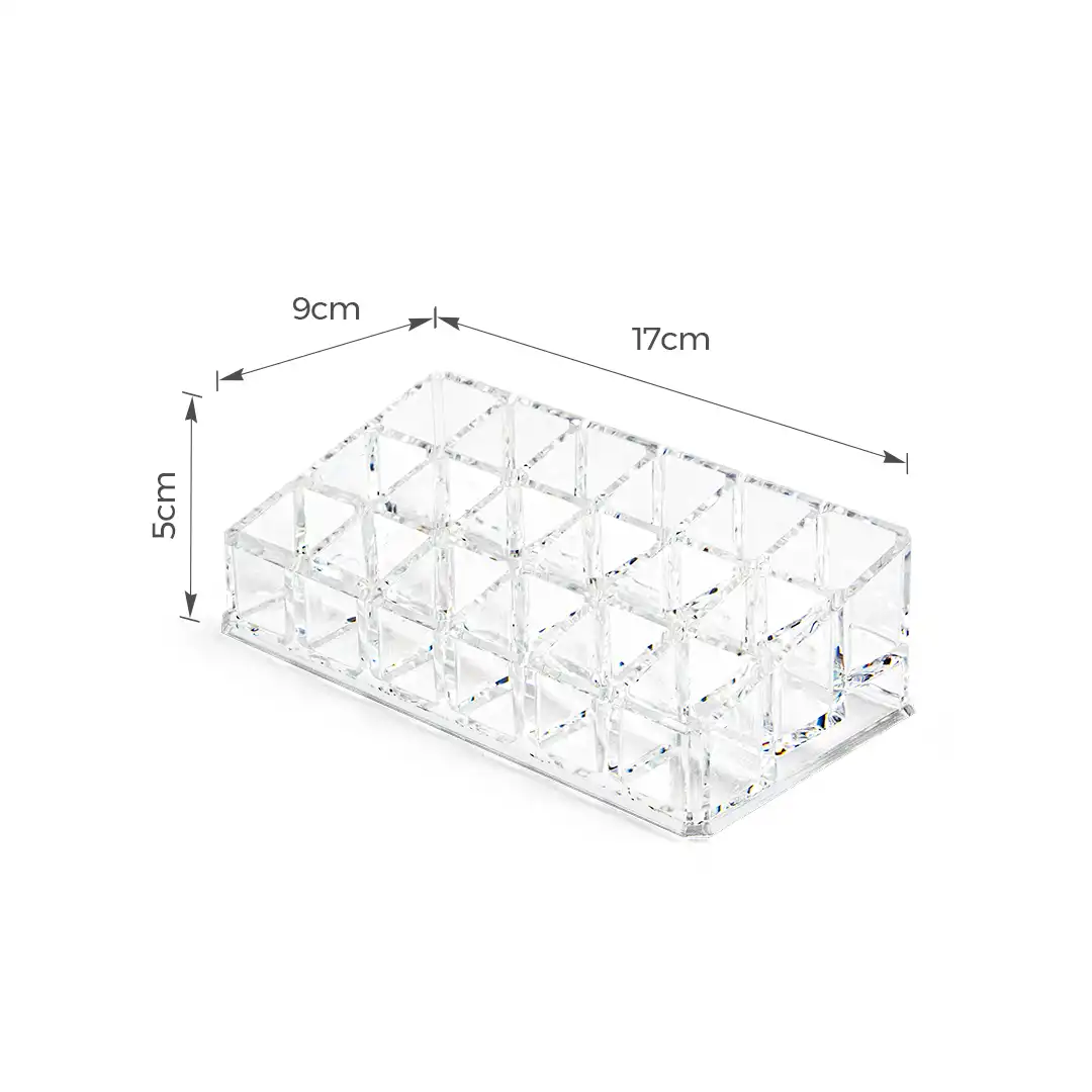 ORGANIZADOR ACRÍLICO CARMED 18 DIVISÓRIAS TRANSPARENTE PARA MAQUIAGEM OU ESCRITÓRIO