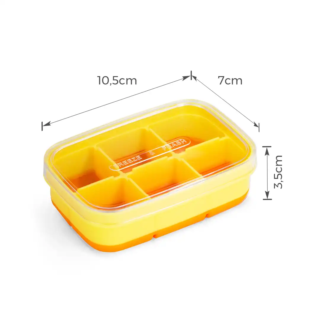 FORMA PARA GELO PLASTICO E SILICONE COM TAMPA AMARELO-LARANJA