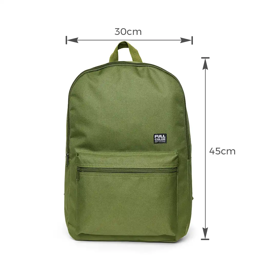 MOCHILA ESCOLAR SIMPLES EM POLIÉSTER 2 BOLSOS 45CM X 30CM - VERDE MILITAR