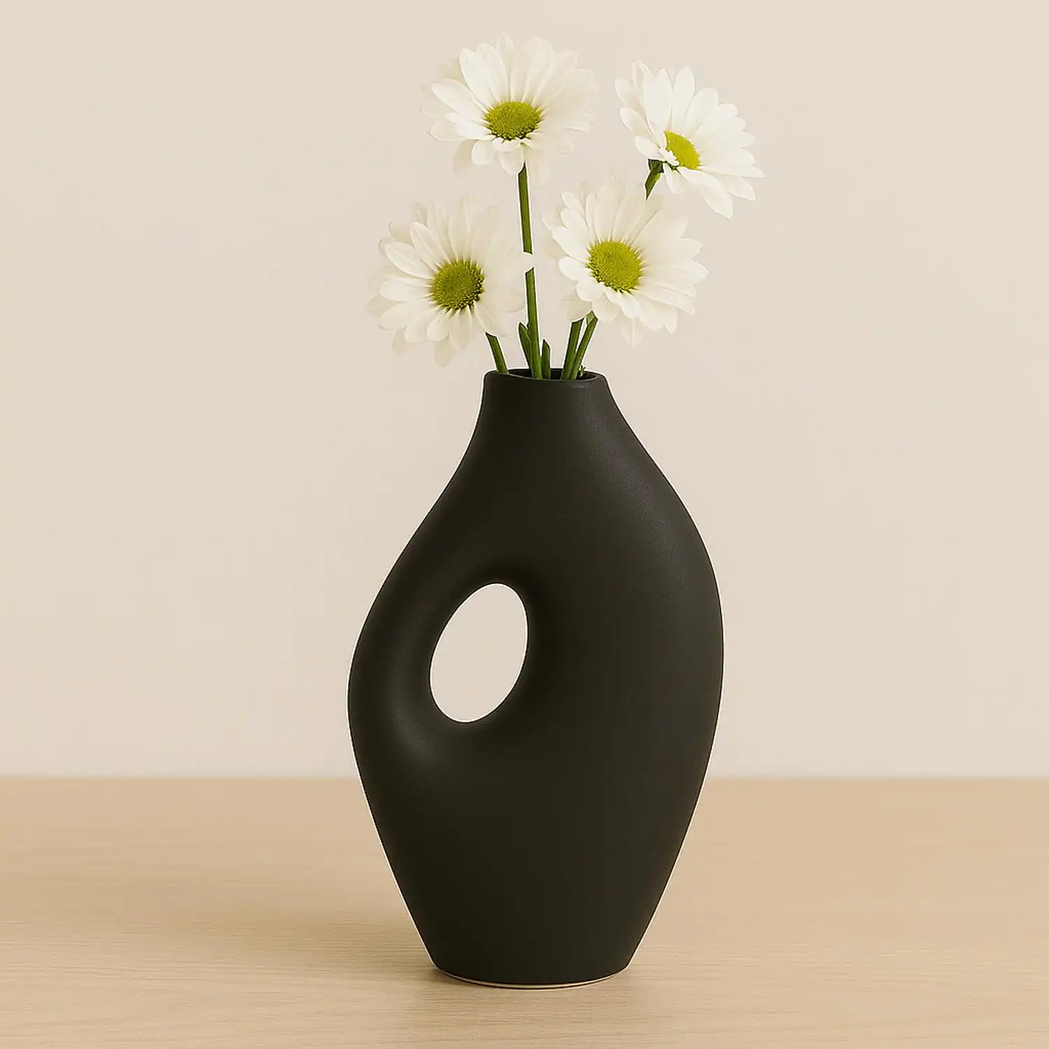 VASO PORCELANA DECORATIVO PRETO