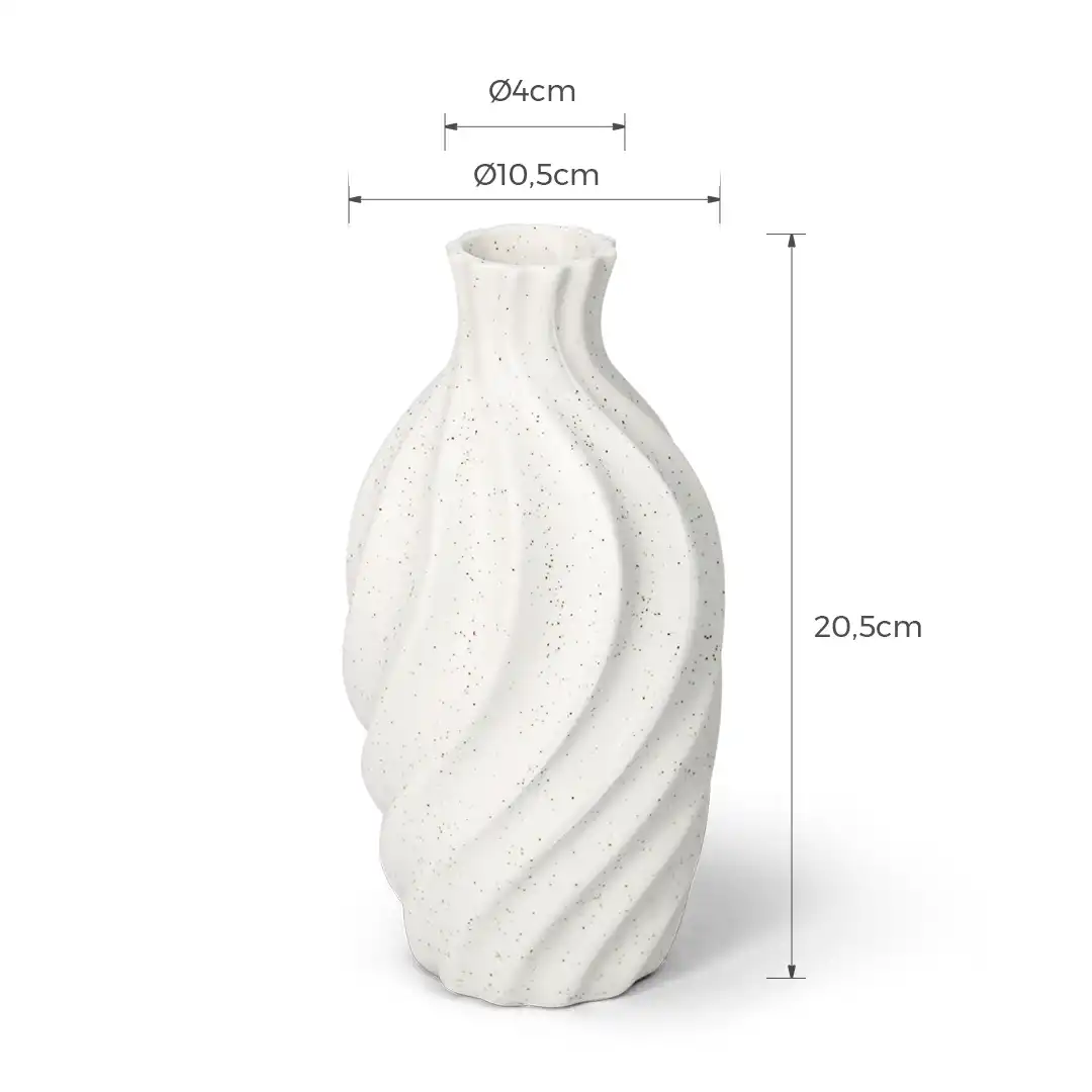 VASO DE PORCELANA DECORATIVO BRANCO ONDULADO 20CM DESIGNE MODERNO