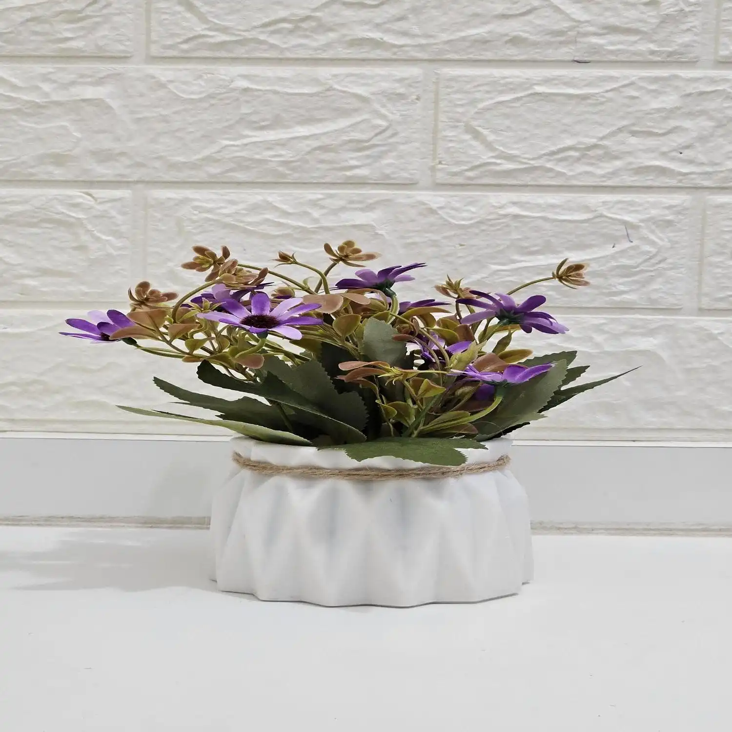 VASO DECORATIVO PLÁSTICO FLORES ROXO