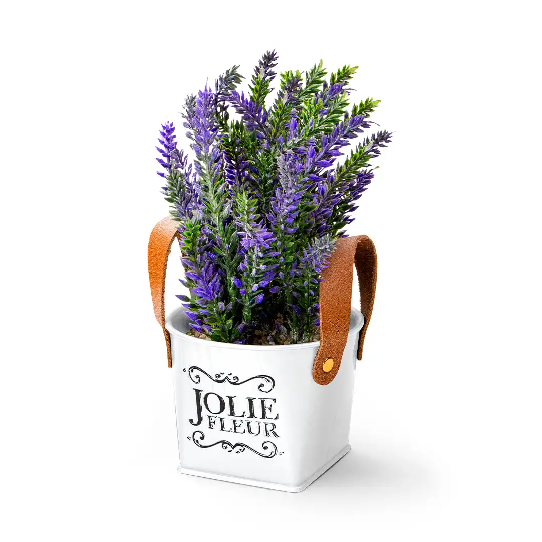 VASO DECORATIVO COM FLORES ARTIFICIAIS E ALÇA BRANCO