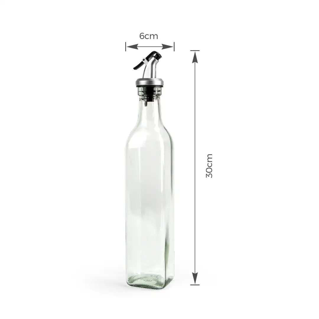 KIT 2 GARRAFAS DOSADORAS PARA AZEITE E VINAGRE EM VIDRO COM BICO INOX – 500 ML CADA