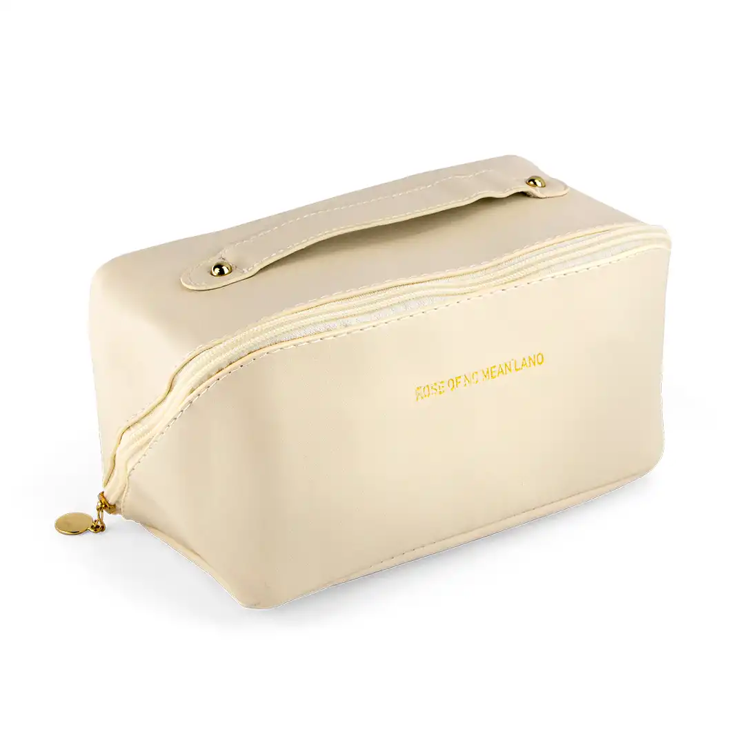 NECESSAIRE PVP COM ALÇA SUPERIOR E ZÍPER DOURADO