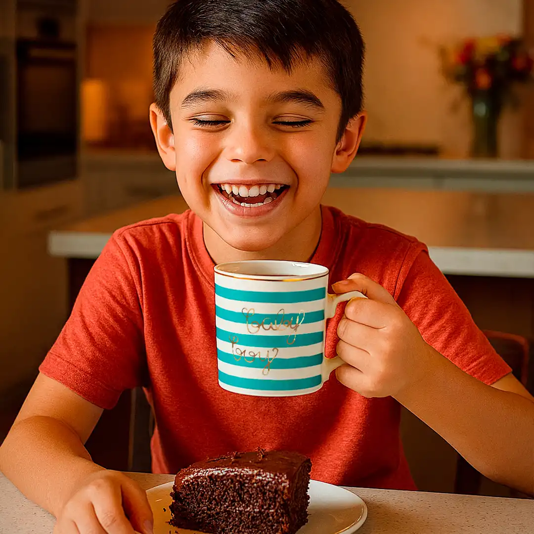 CANECA DE PORCELANA VERDE 300ML COM FRASE BABY BOY