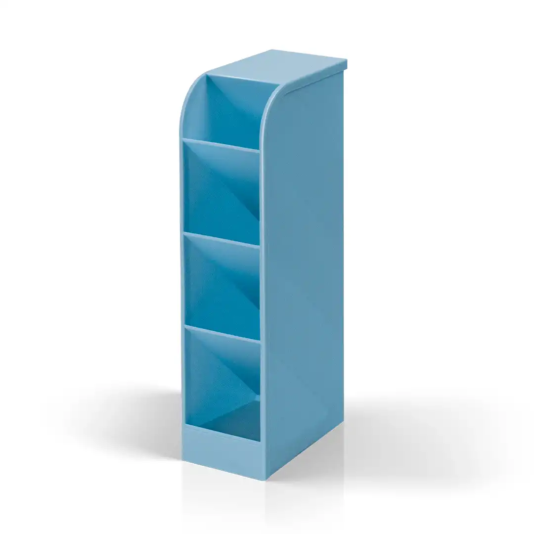 ORGANIZADOR MULTIUSO DE MESA EM PLÁSTICO AZUL COM 4 DIVISÓRIAS