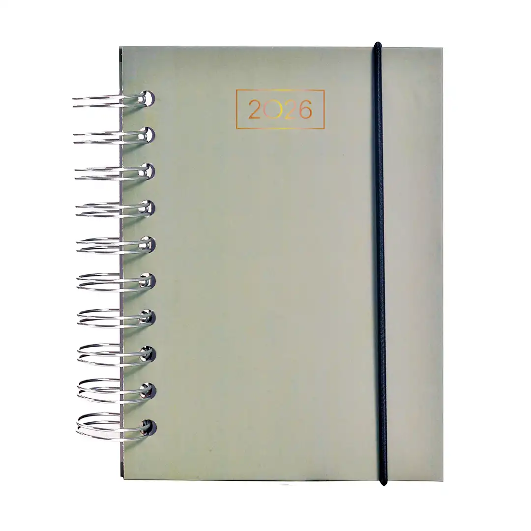 AGENDA ESPIRAL 2026 COM CAPA DURA E ELÁSTICO 11X15CM – SORTIDAS