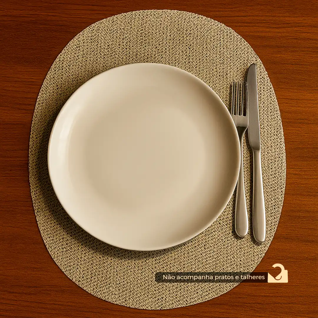 JOGO DE LUGAR AMERICANO OVAL AREIA – 4 UNIDADES PARA MESA