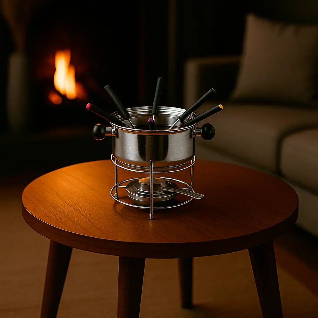 CONJUNTO PARA FONDUE CASITA EM AÇO INOX 10 PEÇAS COMPLETO