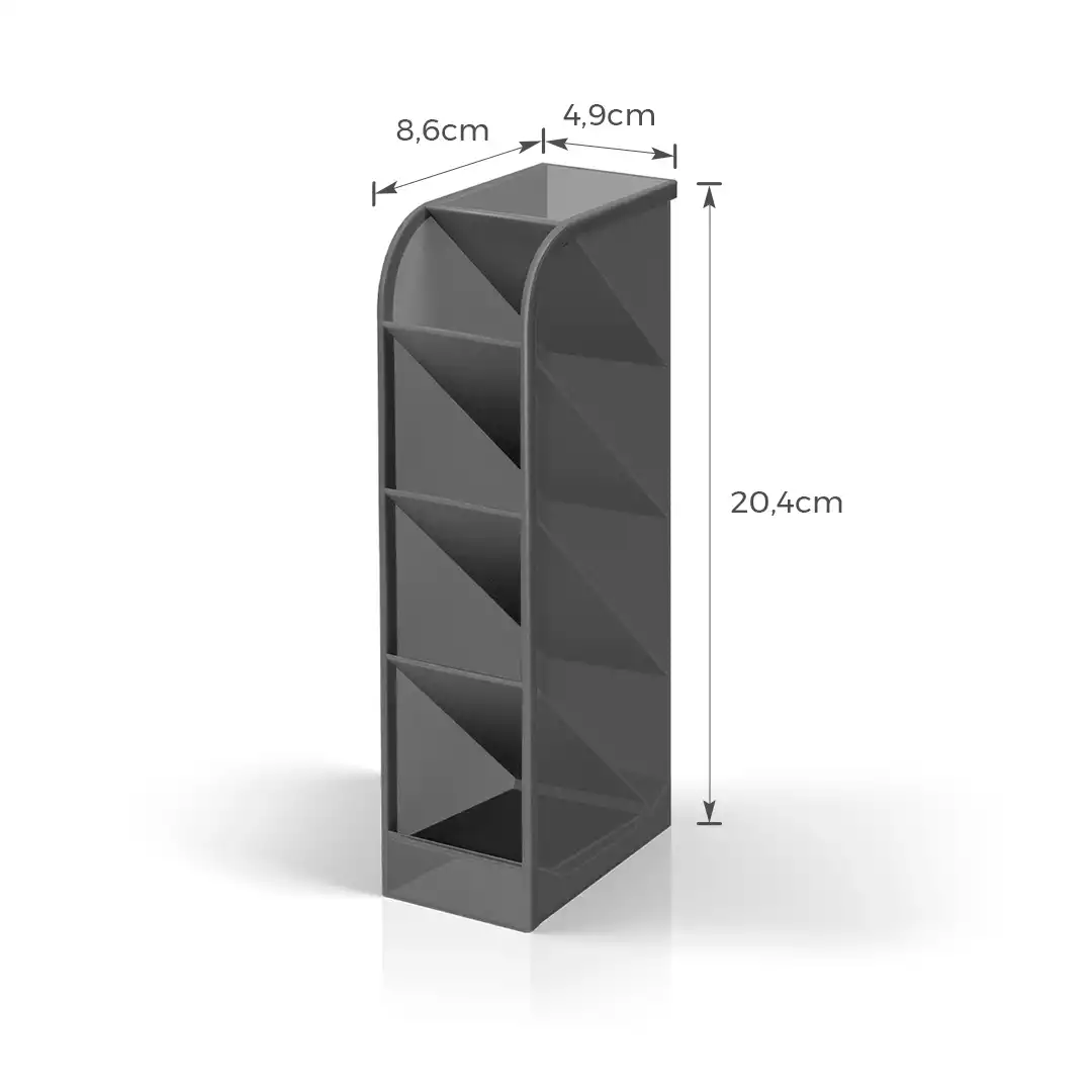 ORGANIZADOR MULTIUSO DE MESA EM PLÁSTICO PRETO COM 4 DIVISÓRIAS