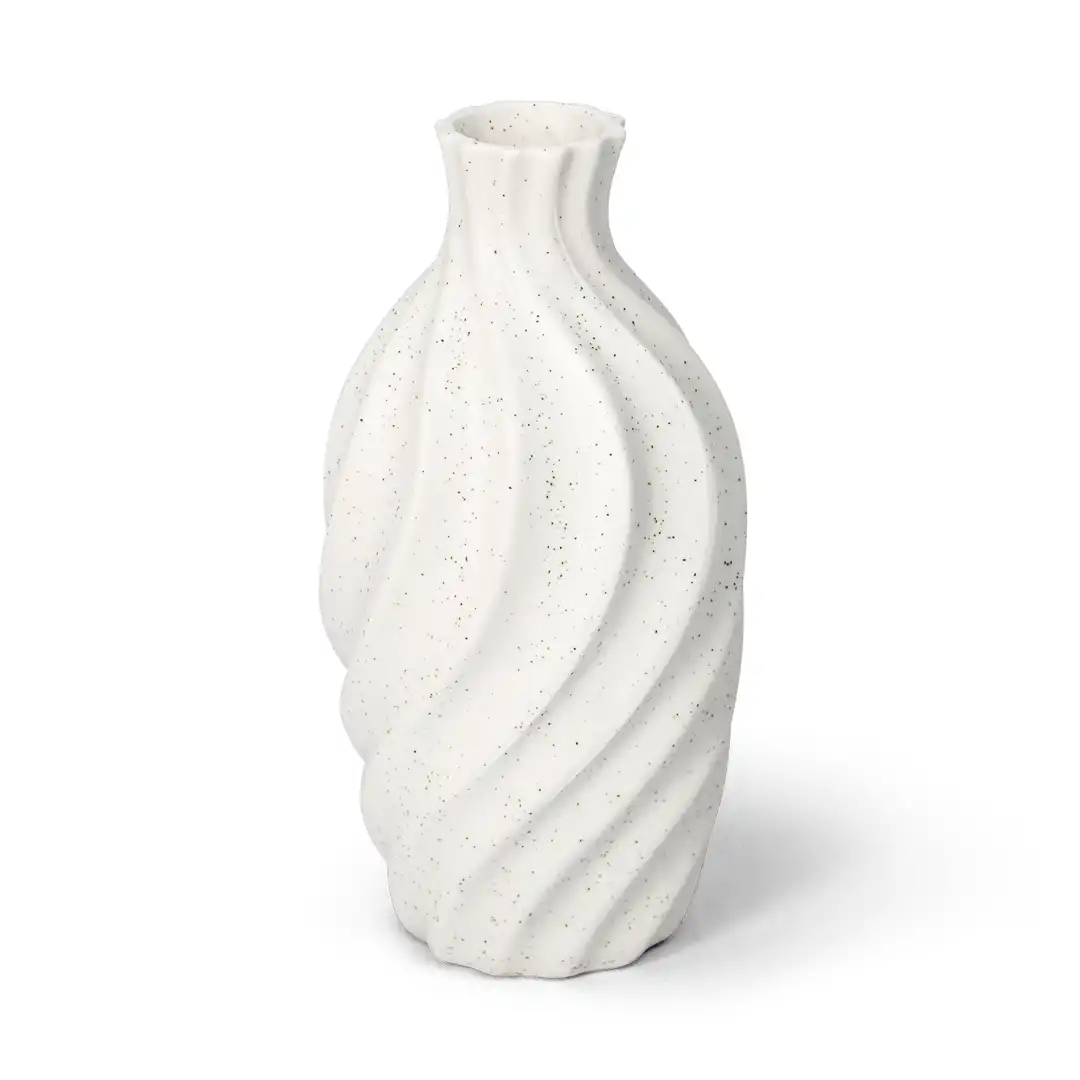 VASO DE PORCELANA DECORATIVO BRANCO ONDULADO 20CM DESIGNE MODERNO