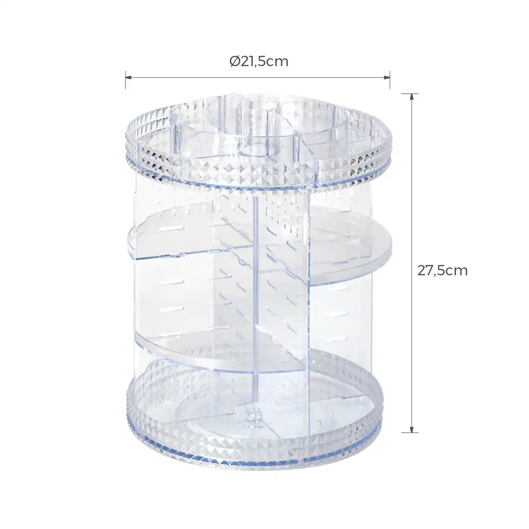 ORGANIZADOR DE COSMÉTICOS ACRÍLICO GIRATÓRIO 360° C/ PRATELEIRAS REGULÁVEIS