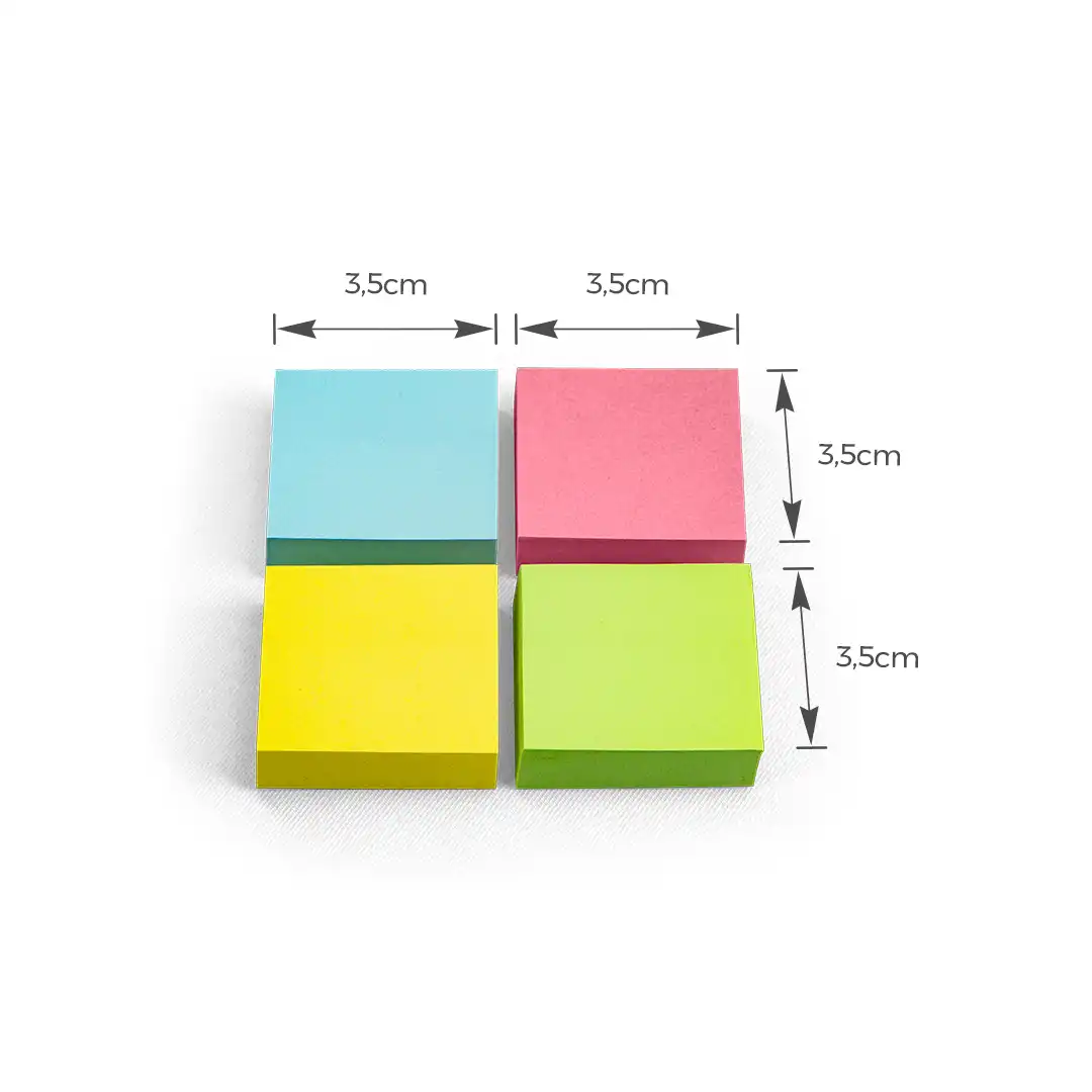 KIT POST-ITS AUTOADESIVOS COLORIDOS 3,5 x 3,5 CM – 4 CORES