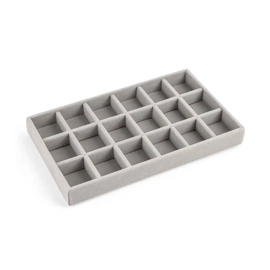 PORTA JOIAS DE MDF COM VELUDO 18 DIVISÓRIAS – 21x12,5x2,4CM