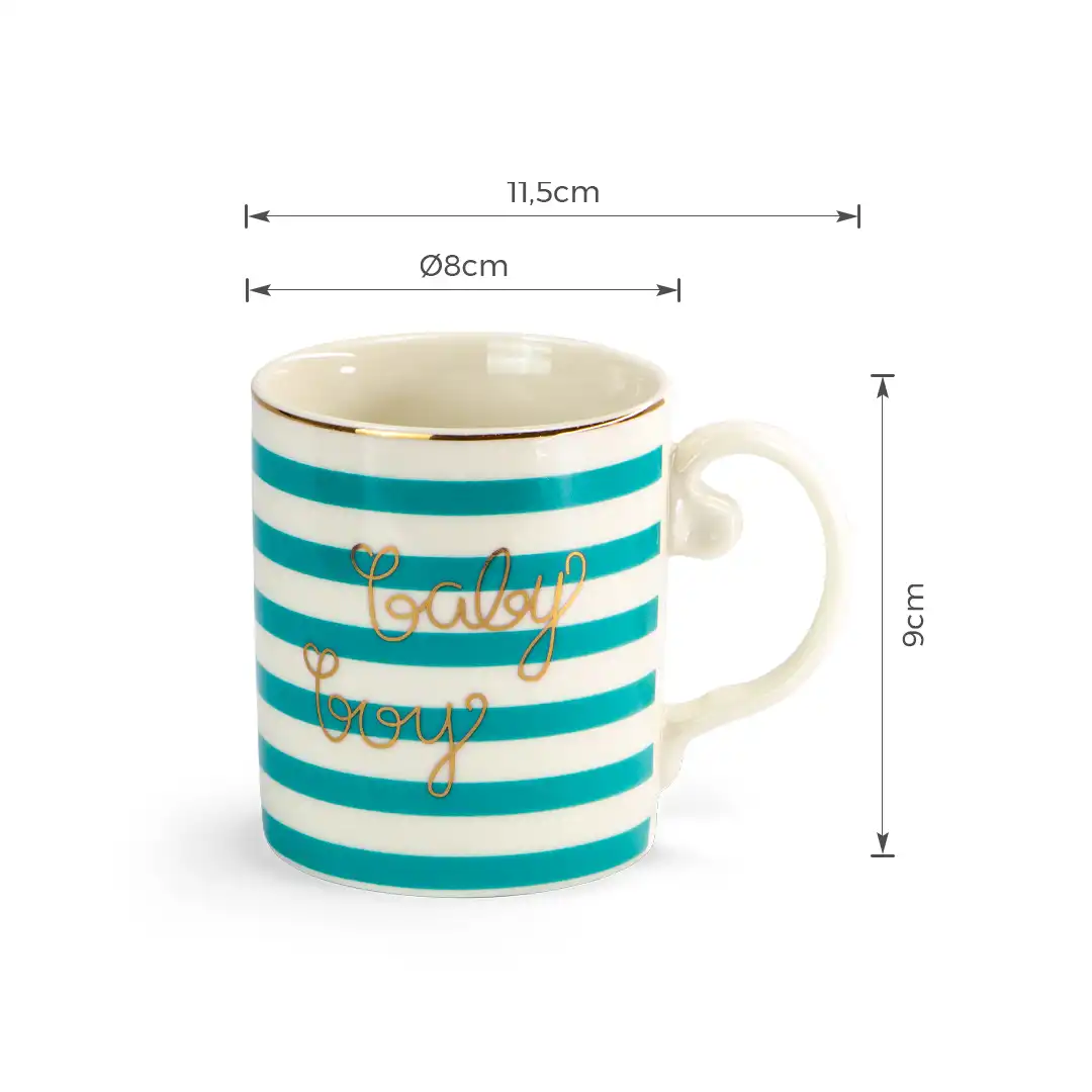 CANECA DE PORCELANA VERDE 300ML COM FRASE BABY GIRL