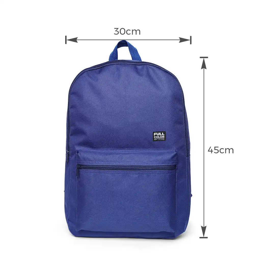 MOCHILA ESCOLAR SIMPLES EM POLIÉSTER AZUL 2 BOLSOS 45CM X 30CM 