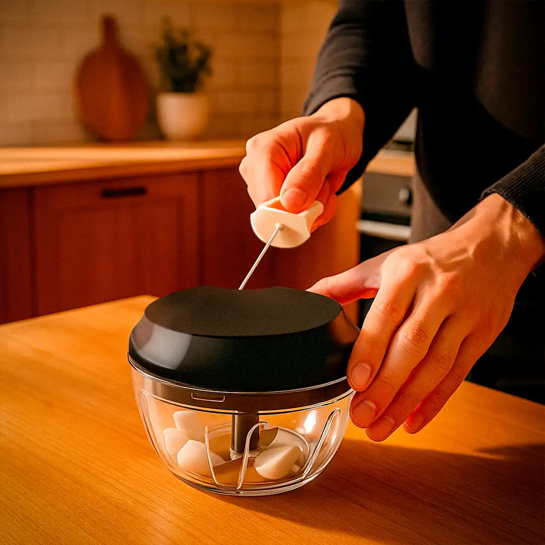 PROCESSADOR MANUAL DE ALIMENTOS MULTIFUNCIONAL PRETO 14CM