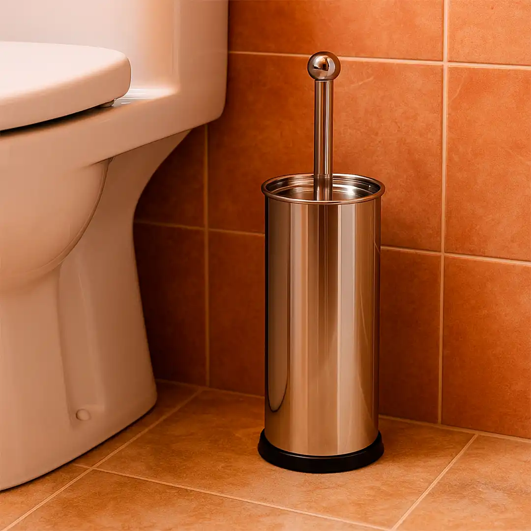 ESCOVA SANITÁRIA COM SUPORTE EM AÇO INOX E BASE PLÁSTICA – 36 CM