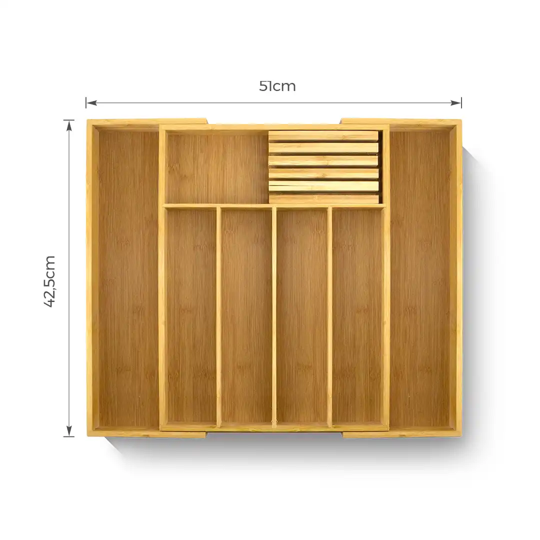 ORGANIZADOR DE TALHERES EXTENSÍVEL EM BAMBU E MDF