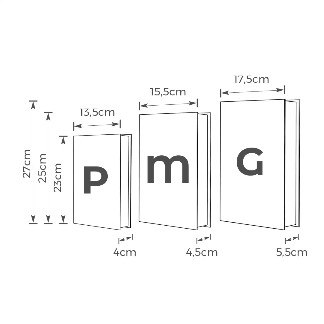 CAIXA LIVRO DECORATIVA EUROPA – CONJUNTO COM 3 UNIDADES TAMANHOS P, M E G