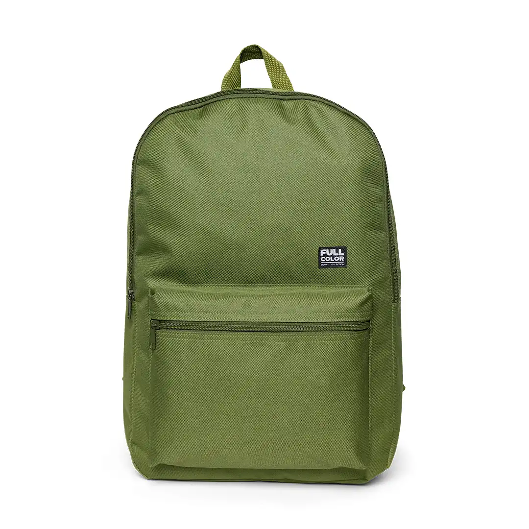 MOCHILA ESCOLAR SIMPLES EM POLIÉSTER 2 BOLSOS 45CM X 30CM - VERDE MILITAR