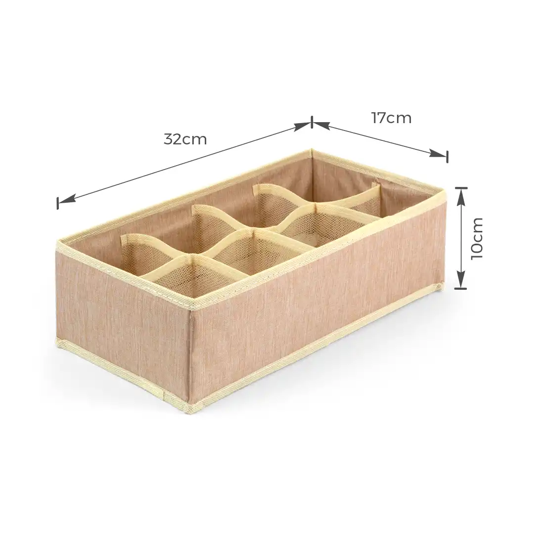 ORGANIZADOR DE GAVETAS COM 8 DIVISÓRIAS EM TECIDO – 32×17×10 CM