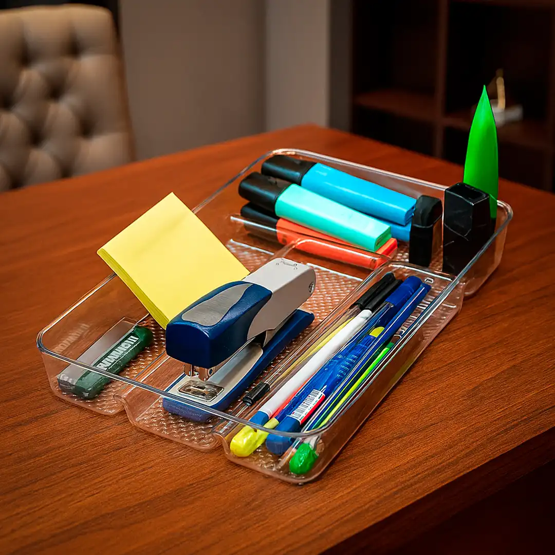 ORGANIZADOR RETANGULAR MULTIUSO PLÁSTICO TRANSPARENTE 27,5CM