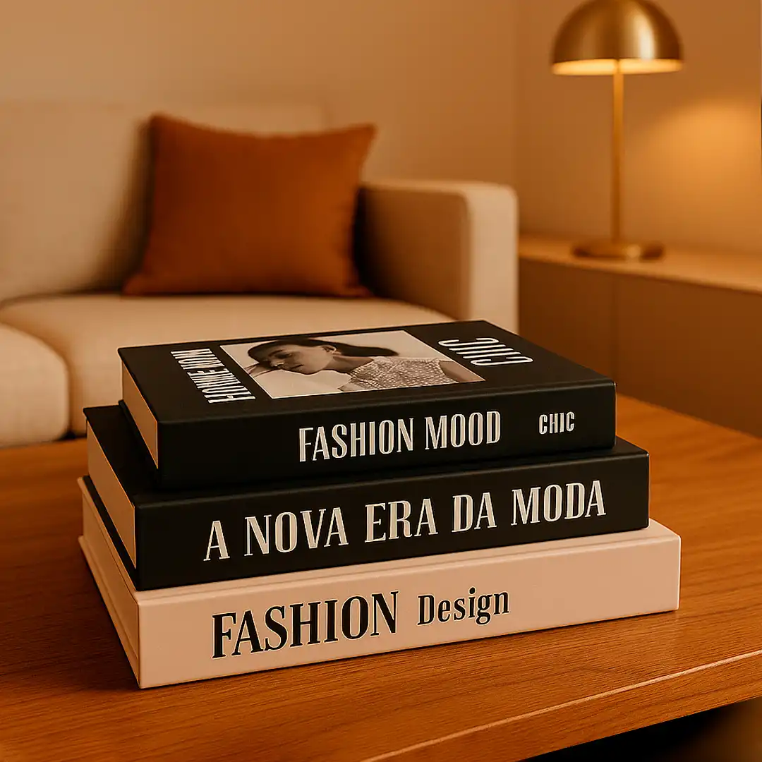 CAIXA LIVRO DECORATIVA FASHION – CONJUNTO COM 3 UNIDADES TAMANHOS P, M E G