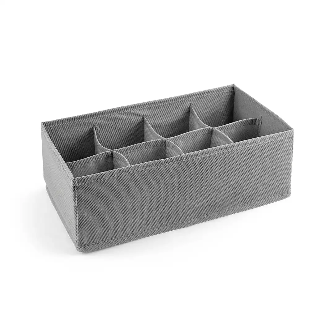 ORGANIZADOR DE GAVETA COM 8 DIVISÓRIAS DOBRÁVEL EM TNT – CINZA