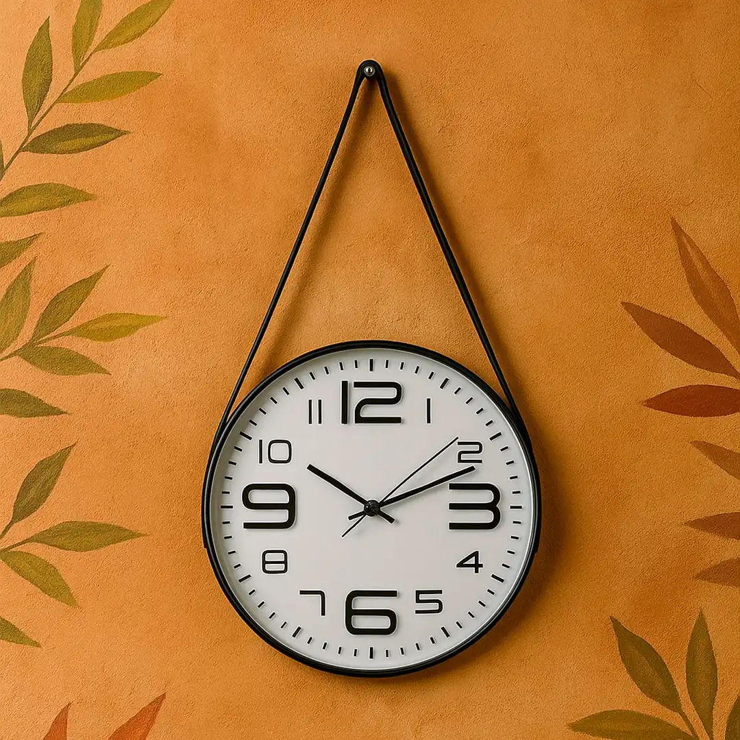 RELÓGIO DE PAREDE REDONDO COM ALÇA PRETO 