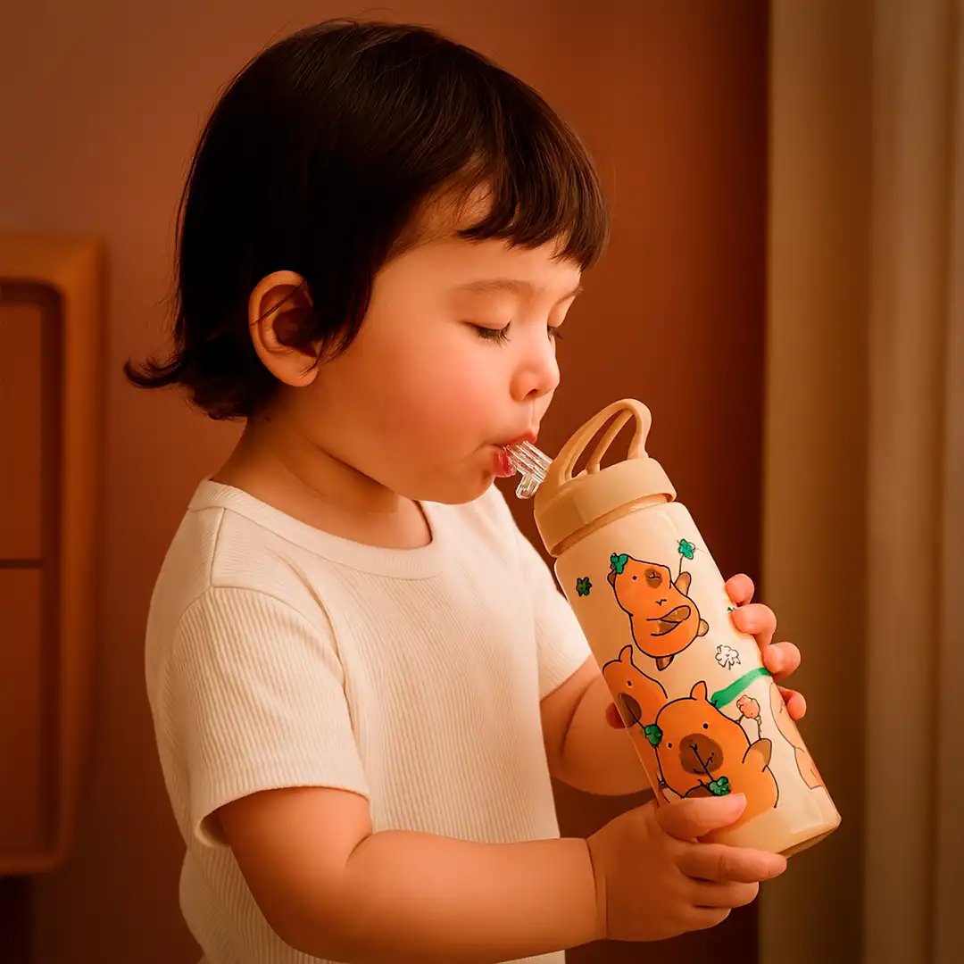 GARRAFA INFANTIL PLÁSTICA CAPIVARA 700ML BEGE 