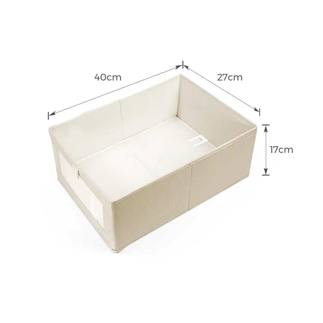 CESTO ORGANIZADOR DOBRÁVEL 18L COM VISOR TRANSPARENTE – BEGE