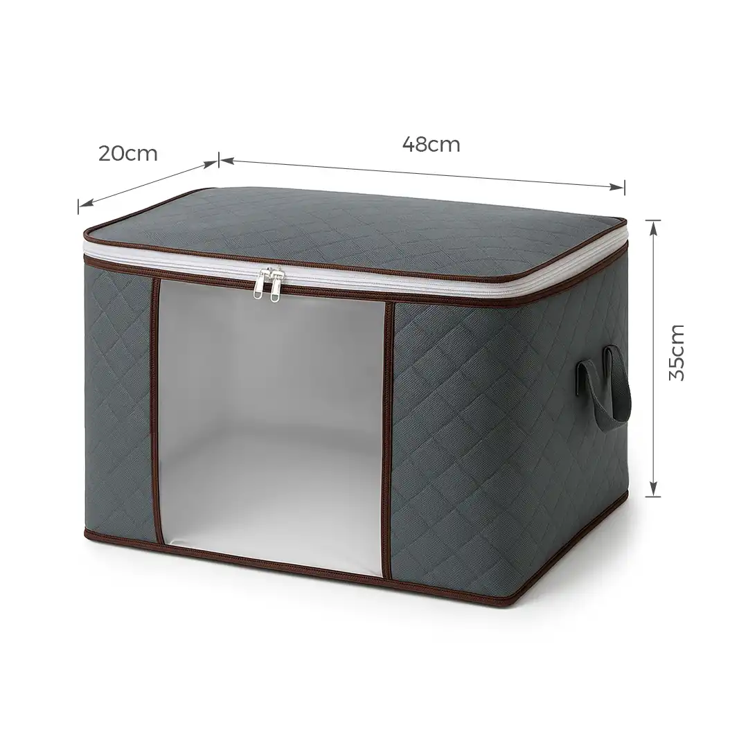 CAIXA ORGANIZADORA DOBRÁVEL COM VISOR TRANSPARENTE E ZÍPER DUPLO – CINZA